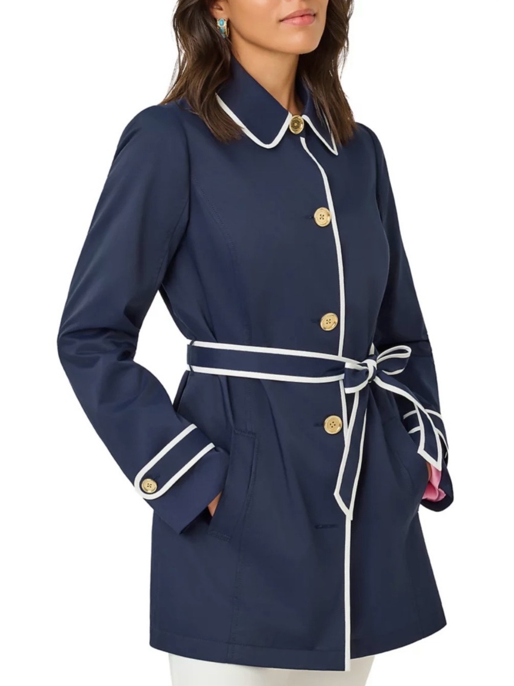 Lilly Diane jacket with white trim and belt